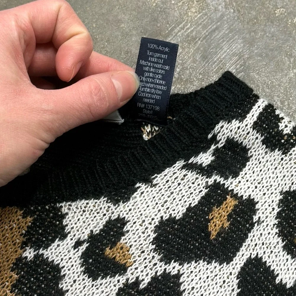 Daytrip Leopard Open Back Knit Sweater Cutout - Picture 8 of 8